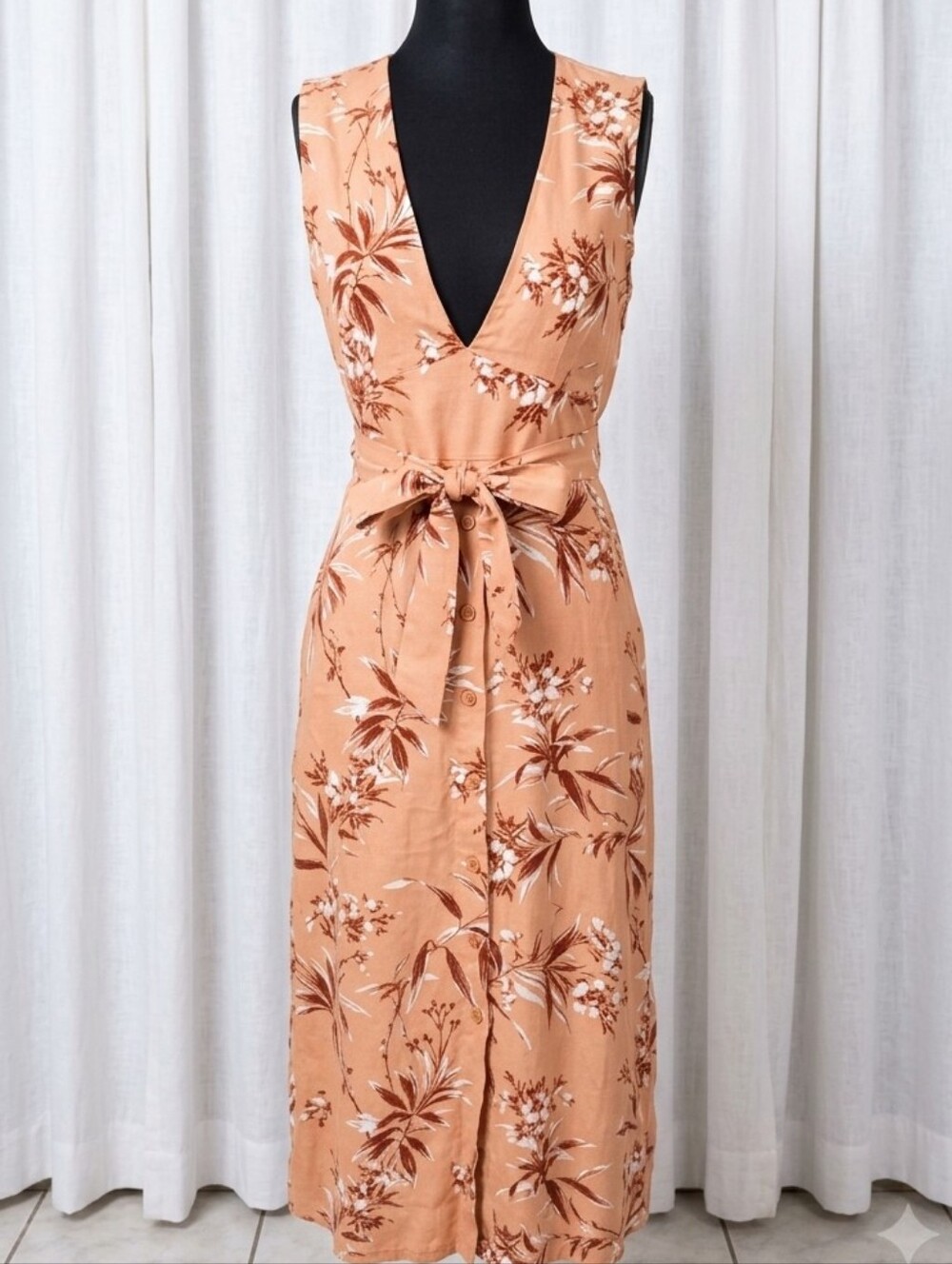 Joie Ethelda Floral Linen Midi Dress